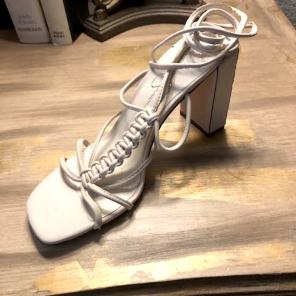 New JESSICA SIMPSON Maena Lace-up Strappy Leather High Heel Sandal SZ 9.5 - Picture 4 of 8